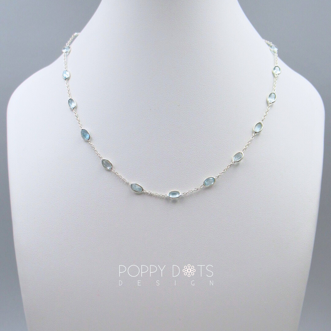 Sterling Silver Oval Blue Topaz Necklace