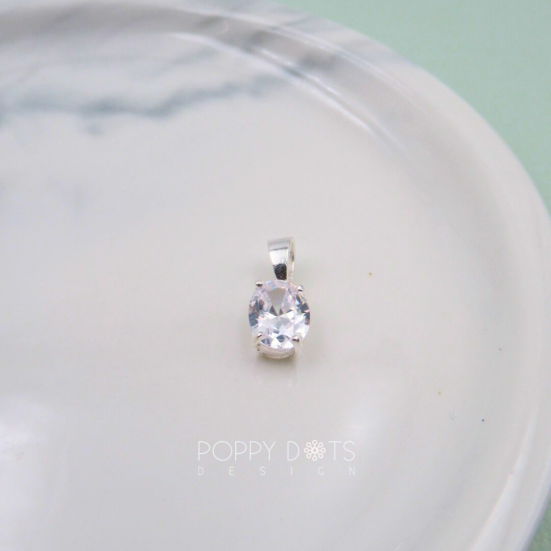 Sterling Silver Oval Zirconia Pendant