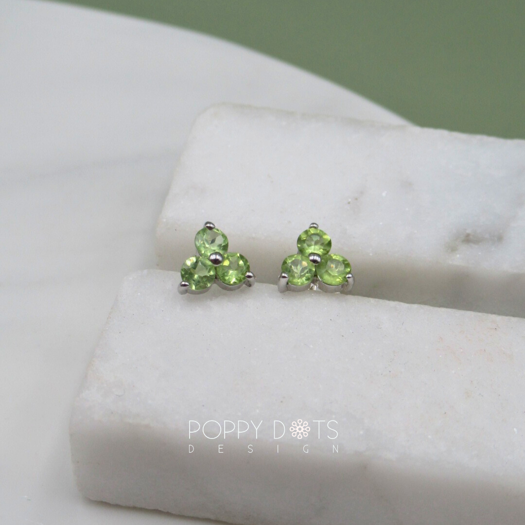 Sterling Silver Peridot Clover Studs