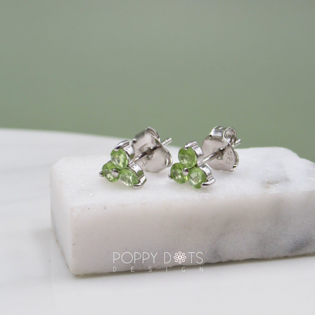 Sterling Silver Peridot Clover Studs
