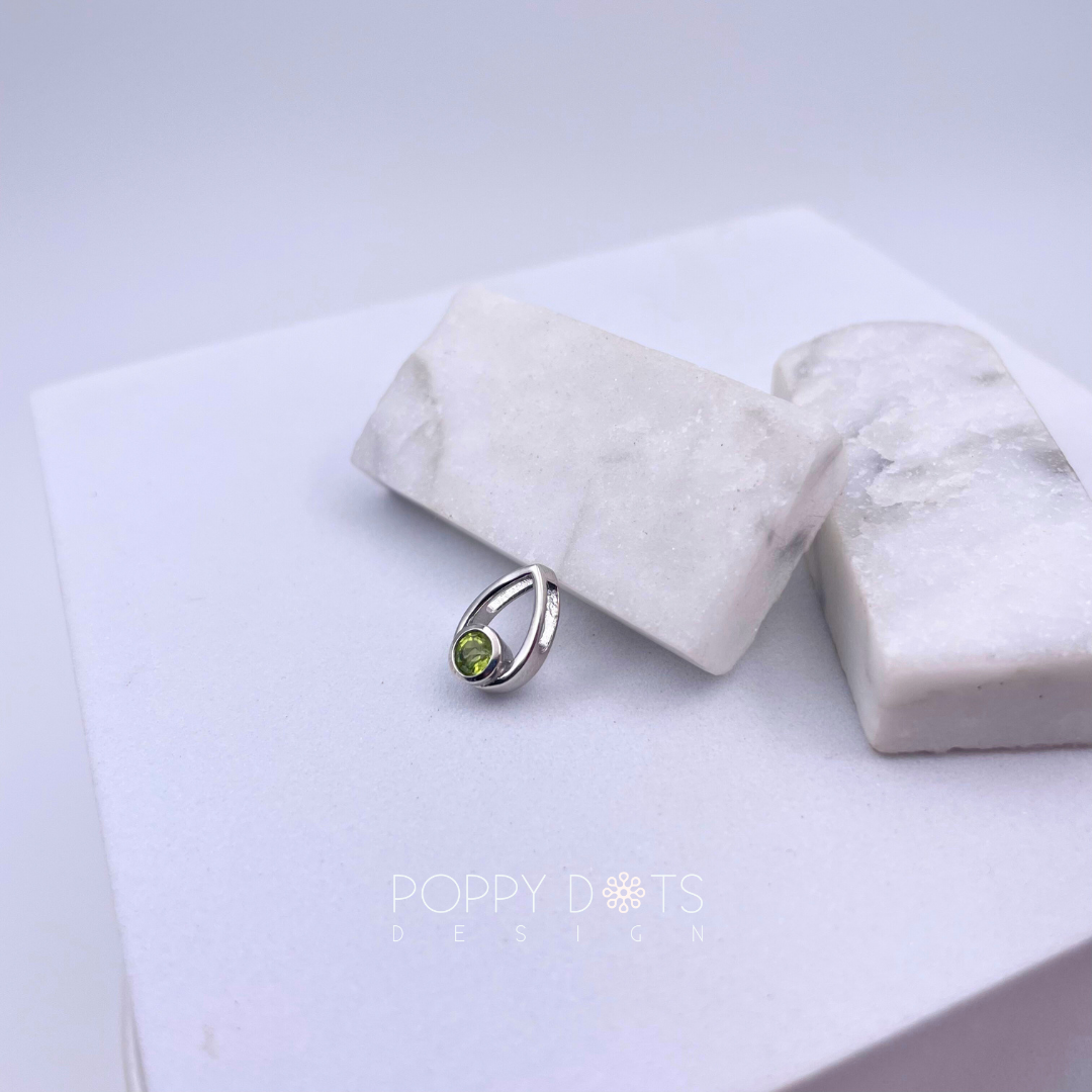 Sterling Silver Peridot Teardrop Slider Pendant