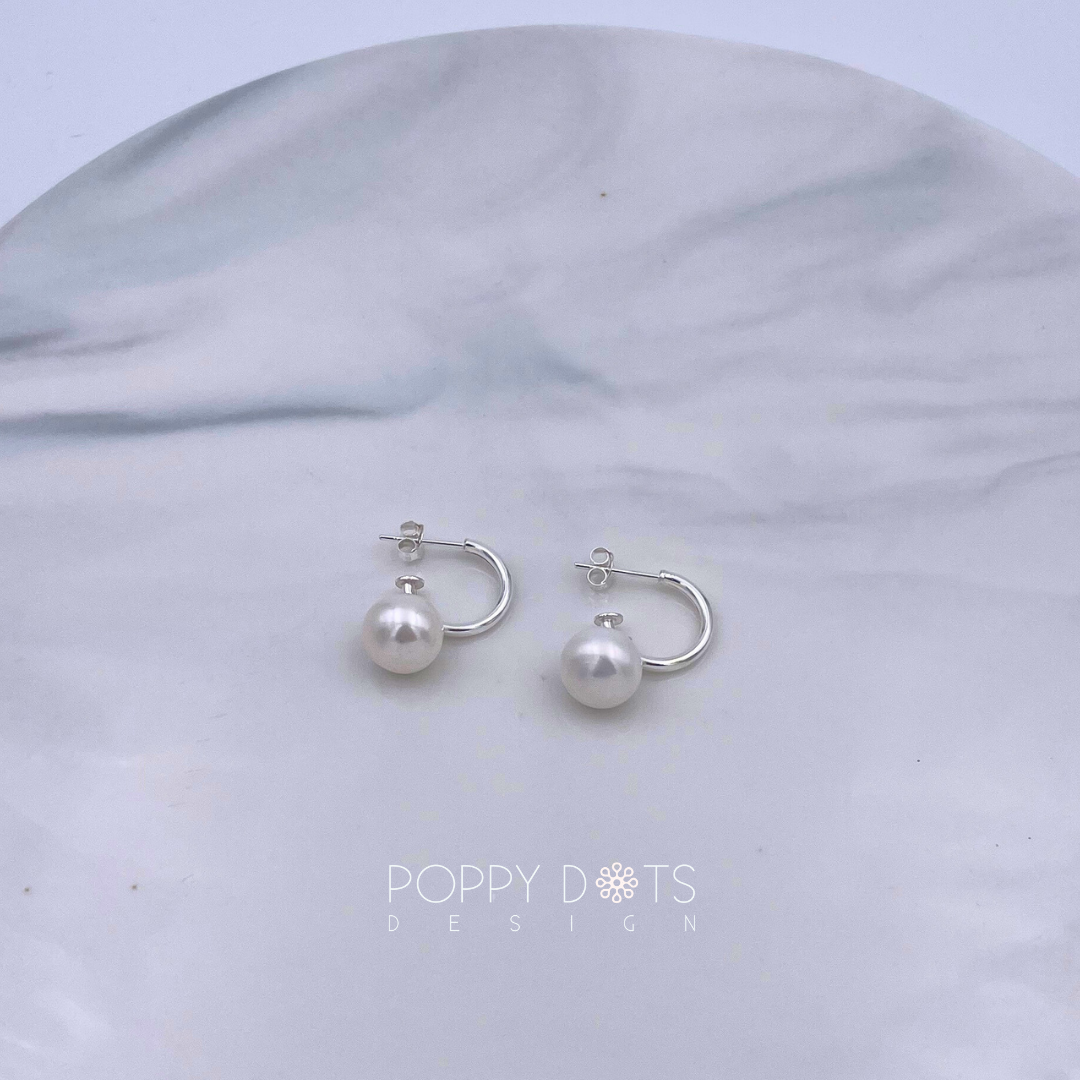 Sterling Silver Pretty Woman Pearl Hoop Earrings
