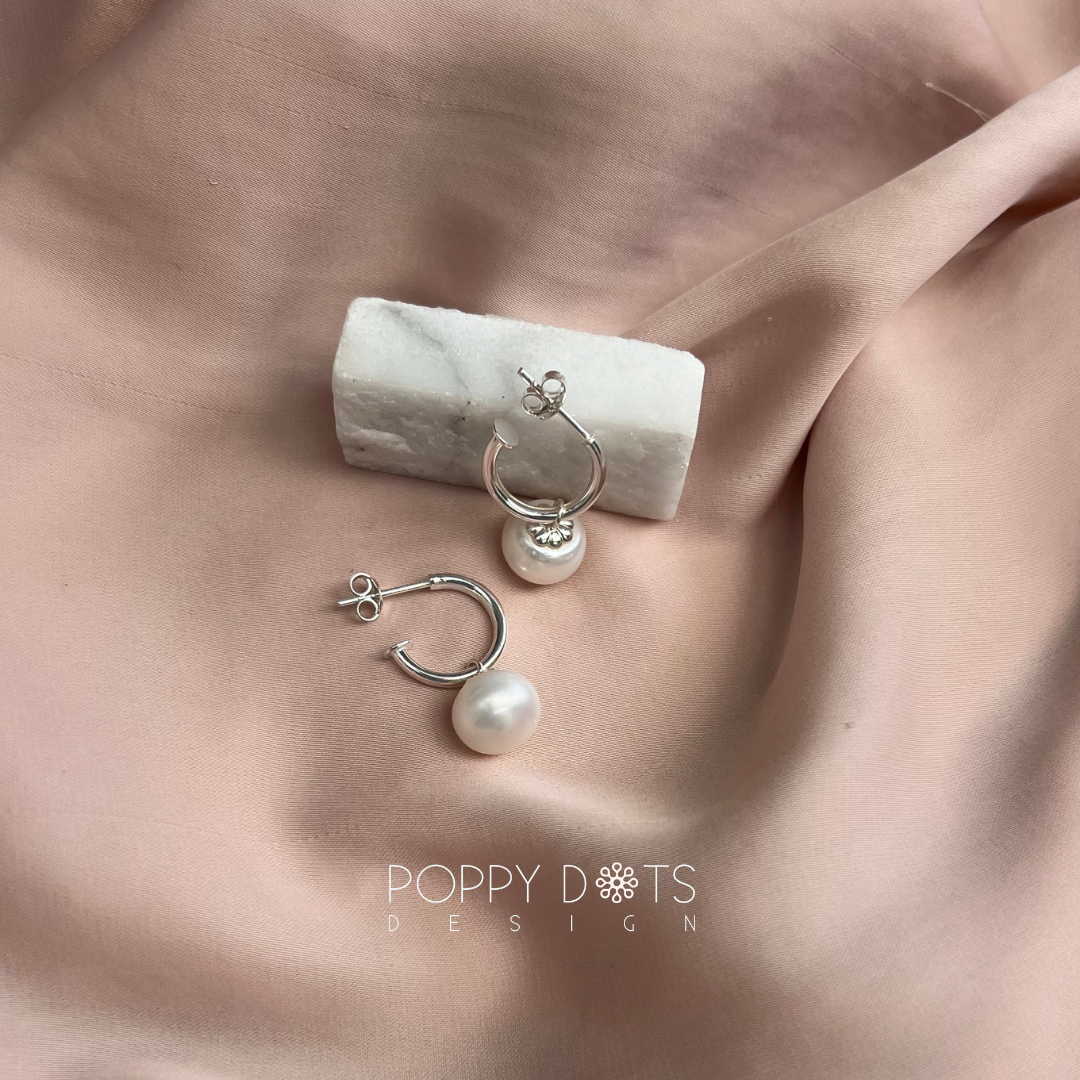 Sterling Silver Pretty Woman Pearl Hoop Earrings