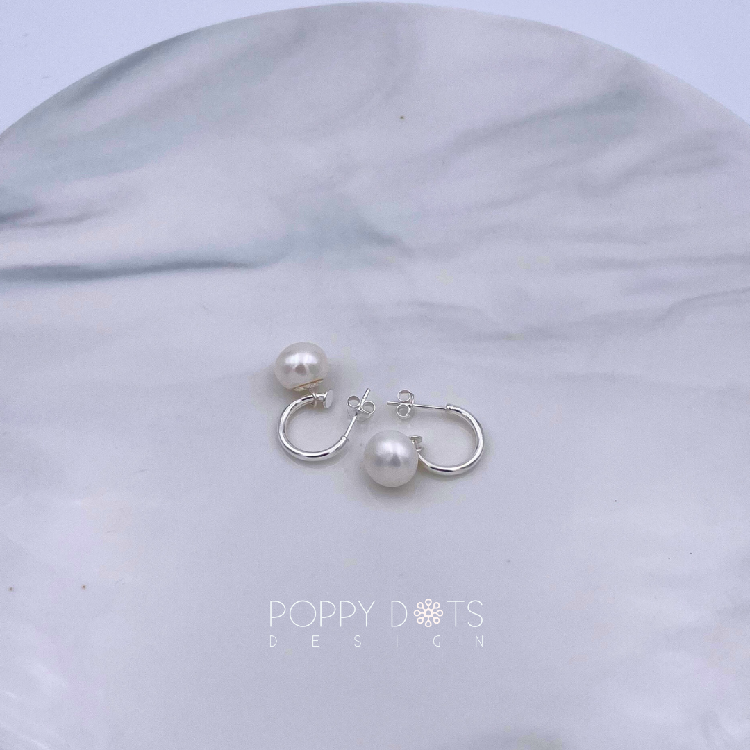 Sterling Silver Pretty Woman Pearl Hoop Earrings