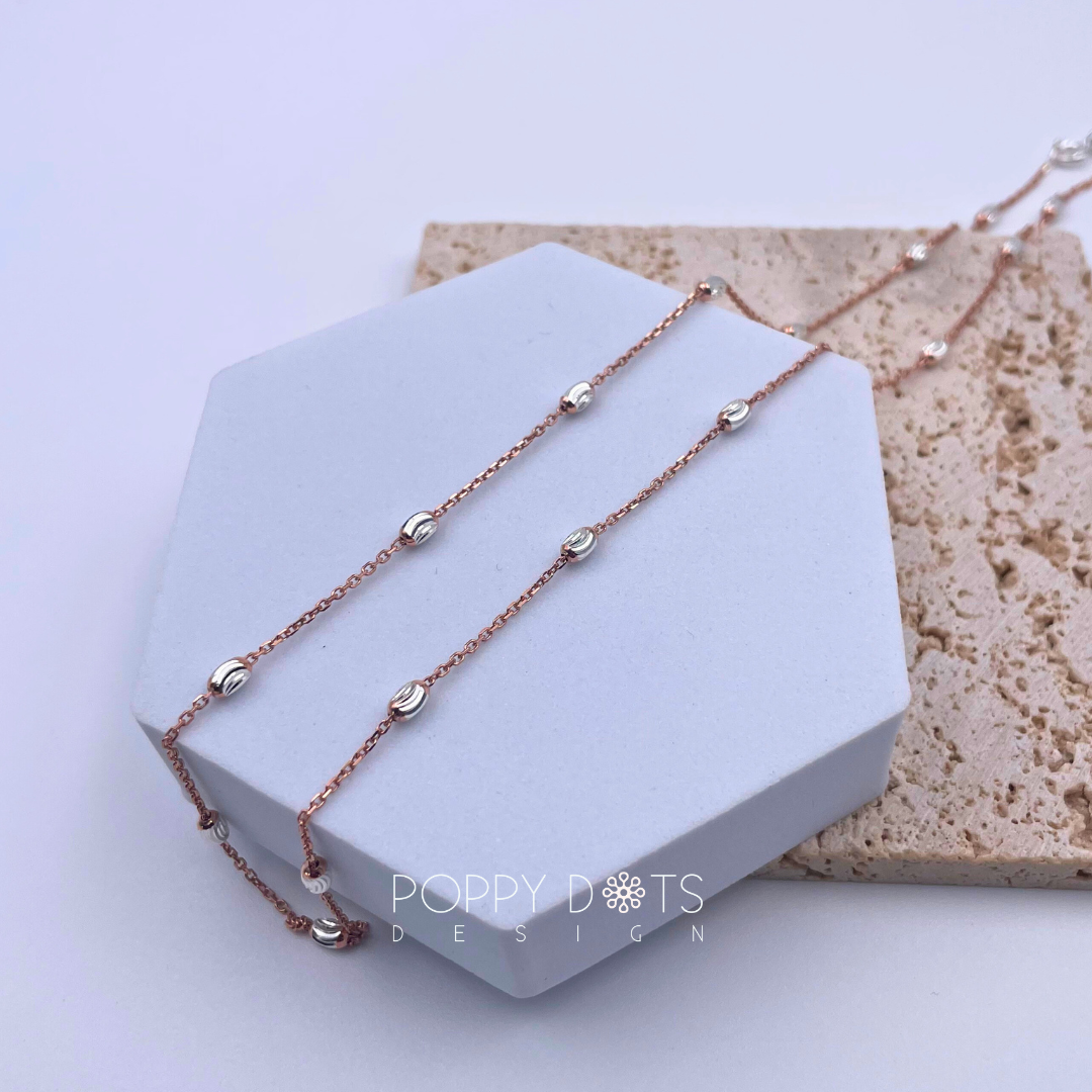 Sterling Silver & Rose Gold 45 cm dottie chain