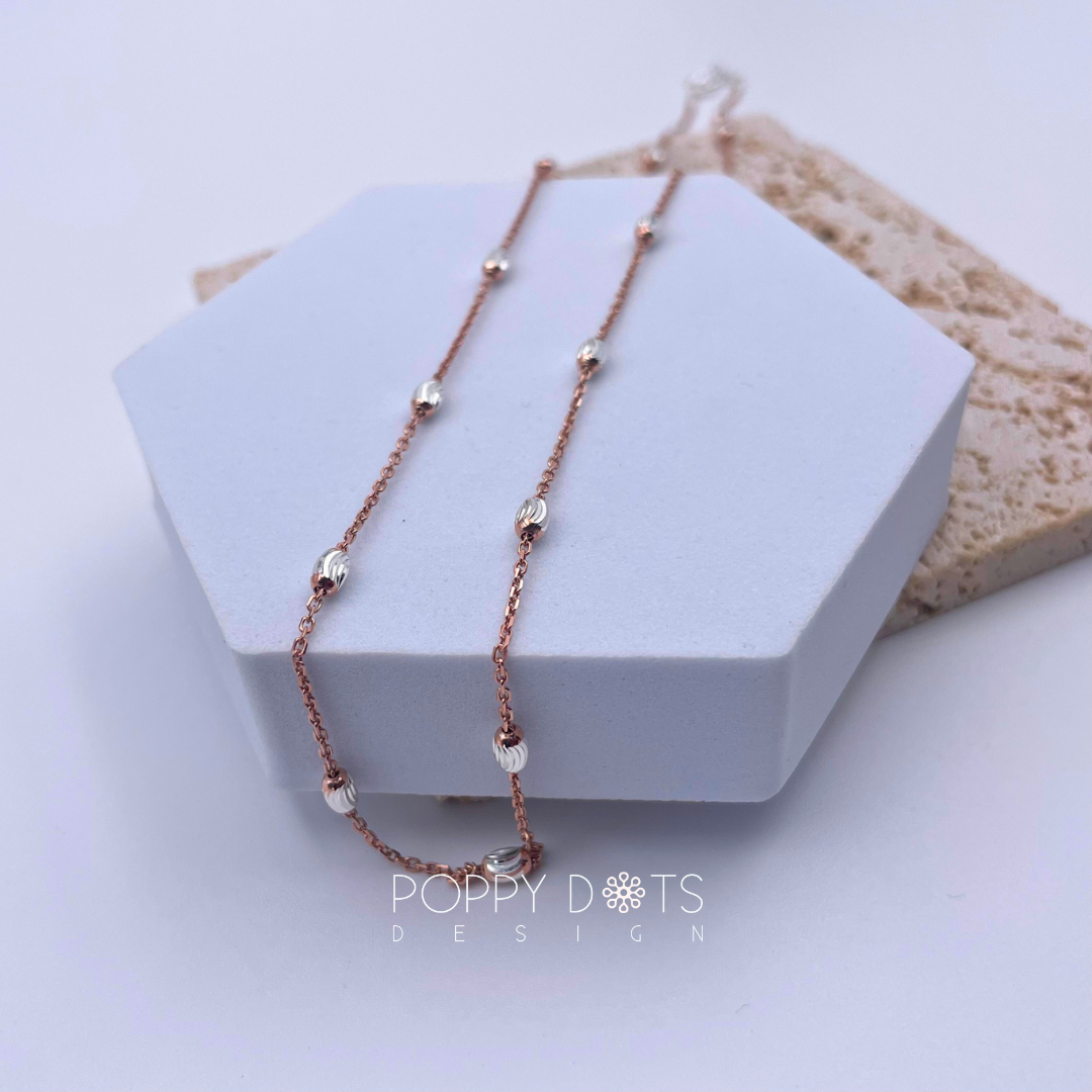 Sterling Silver & Rose Gold 45 cm dottie chain