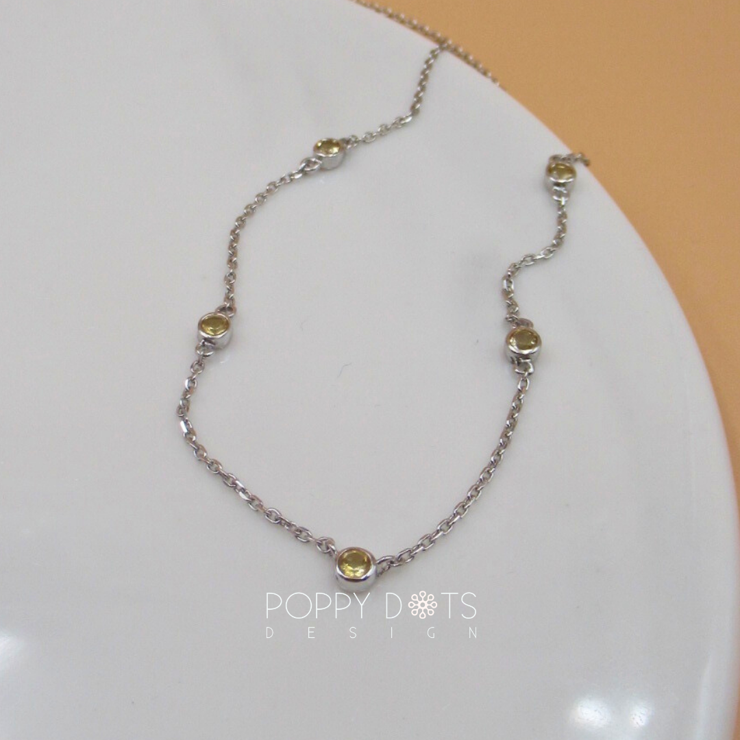 Sterling Silver Quintet Citrine Quartz Necklace