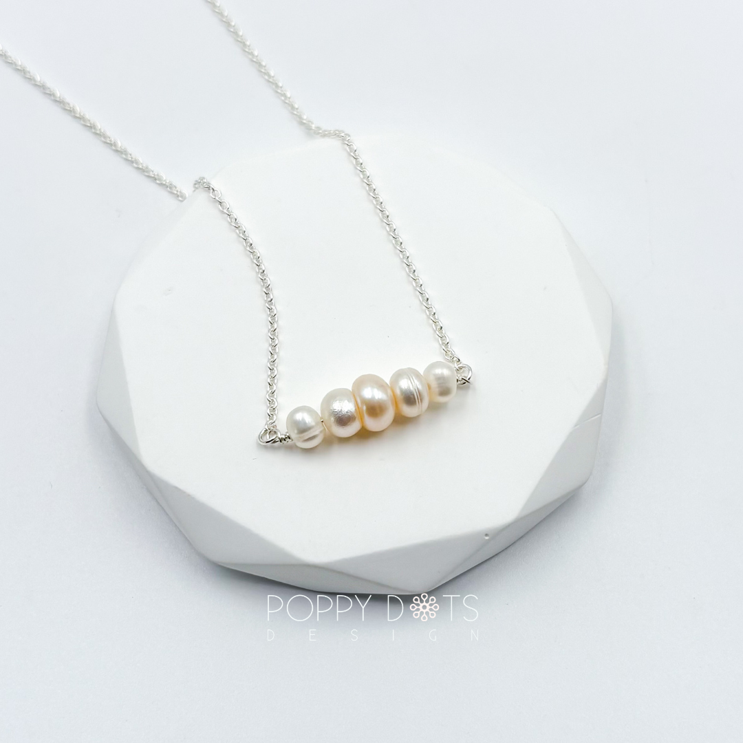 Sterling Silver Quintet Pearl Necklace