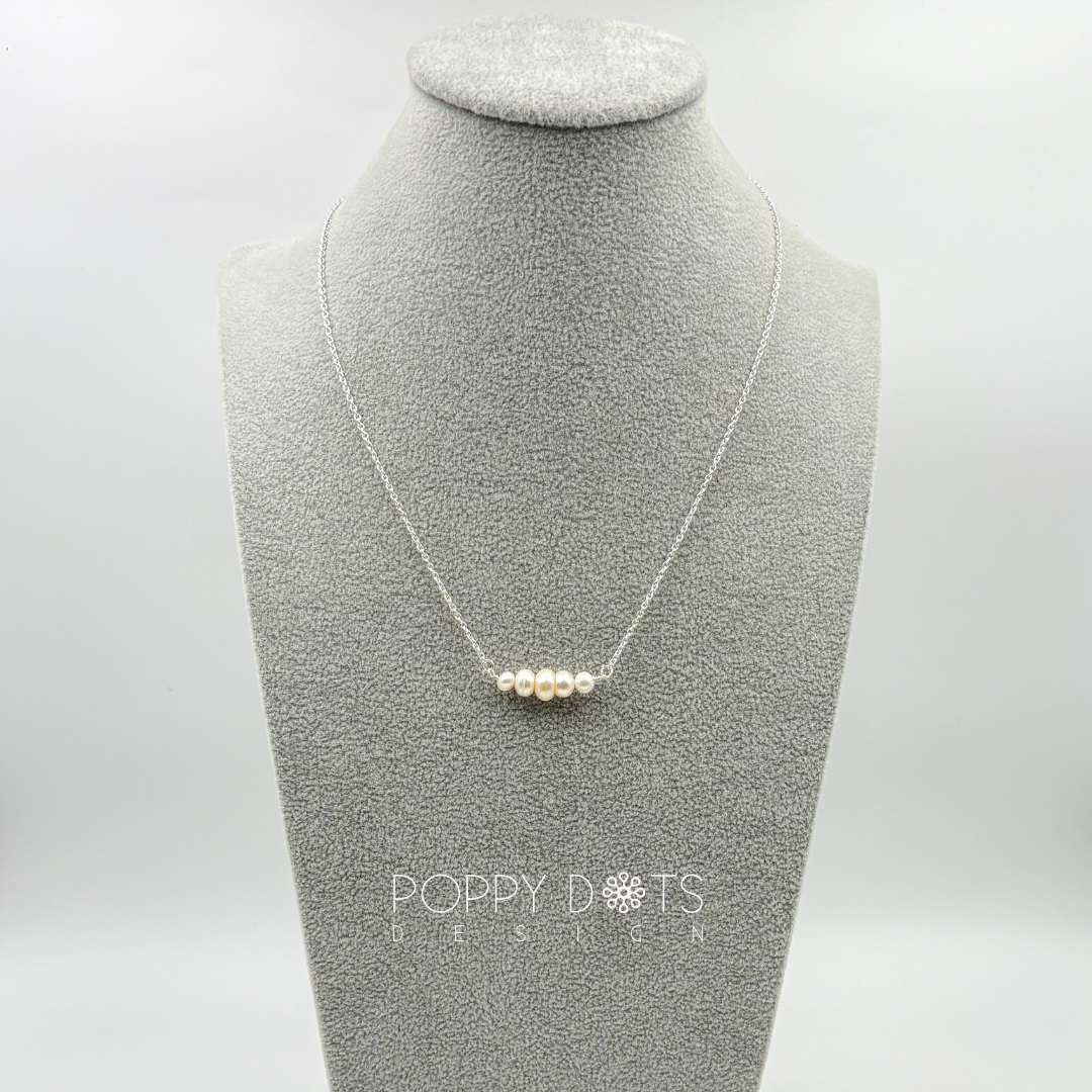 Sterling Silver Quintet Pearl Necklace