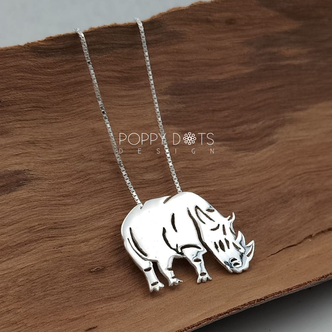 Sterling Silver Rhino Pendant