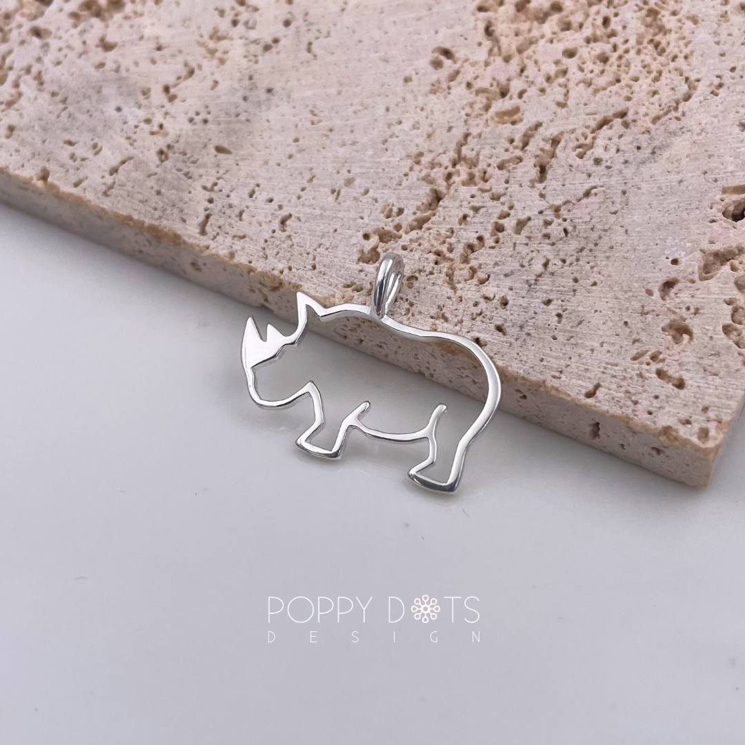 Sterling Silver Rhino Pendant