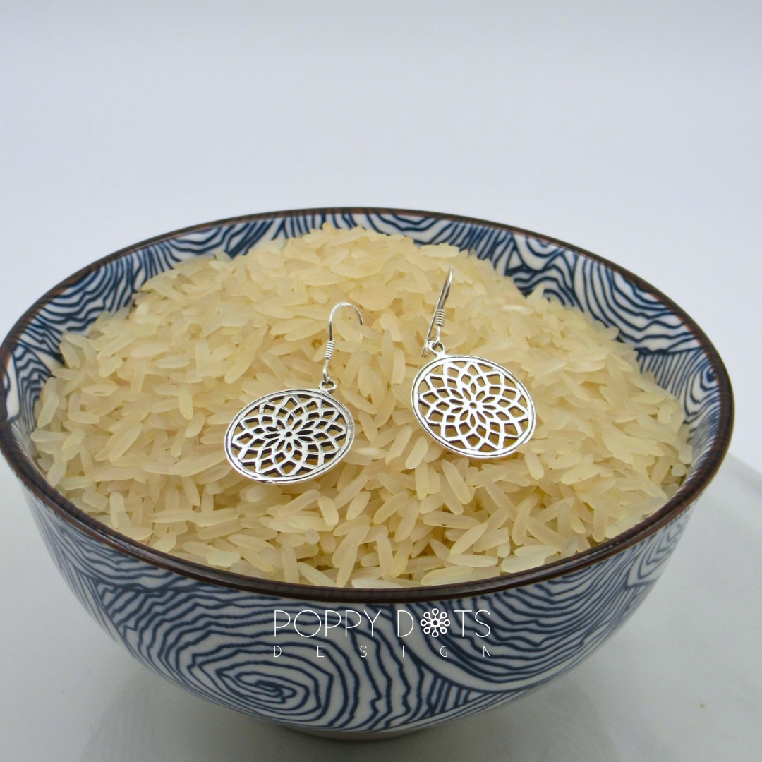 Sterling Silver Rosette Filigree Earrings