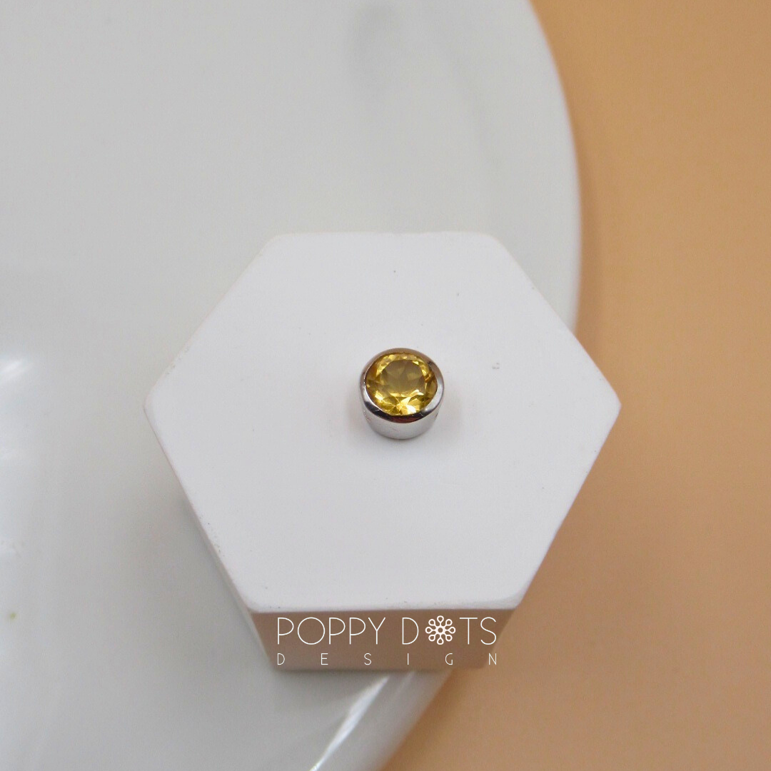 Sterling Silver Round Citrine Quartz Slider Pendant