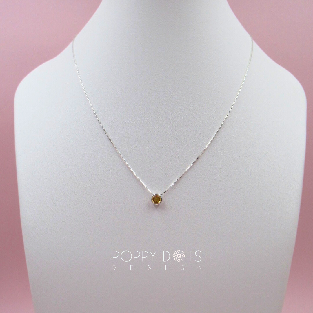 Sterling Silver Round Citrine Quartz Slider Pendant