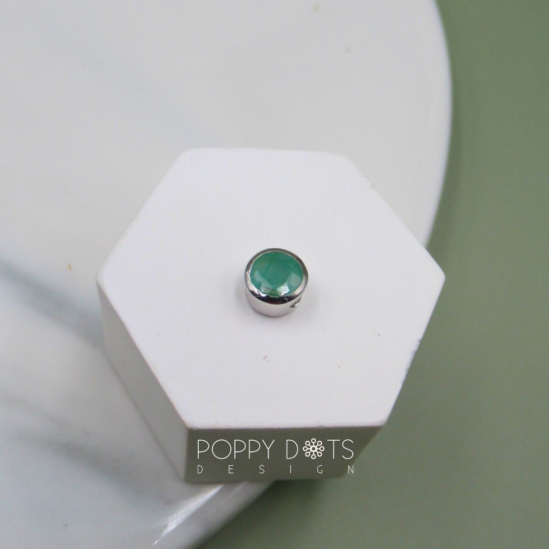 Sterling Silver Round Emerald Slider Pendant