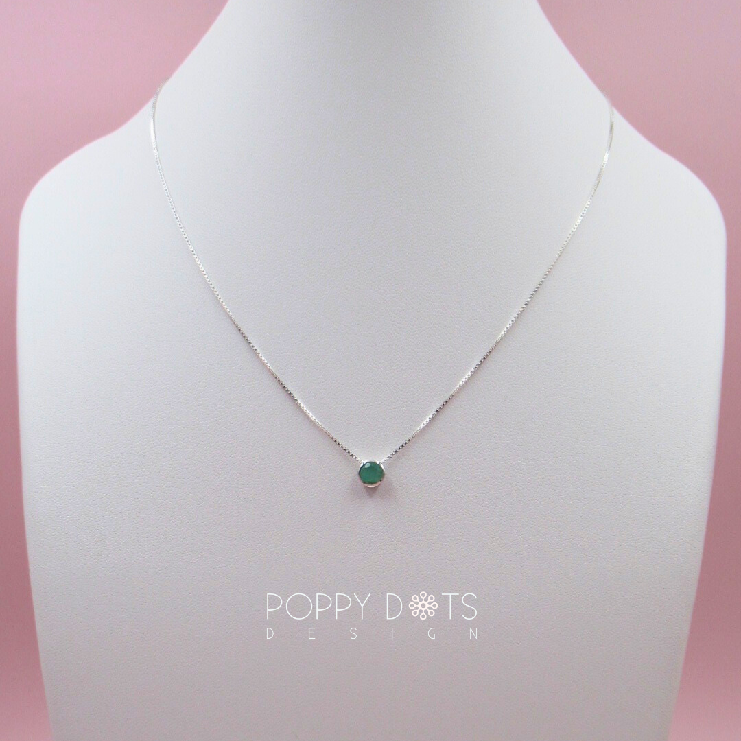 Sterling Silver Round Emerald Slider Pendant