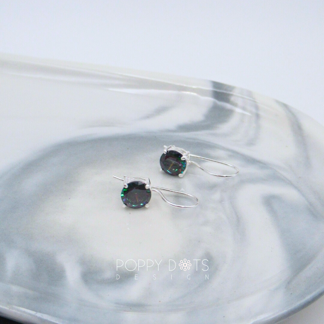 Sterling Silver Round Mystic Topaz Closed Hook earrings