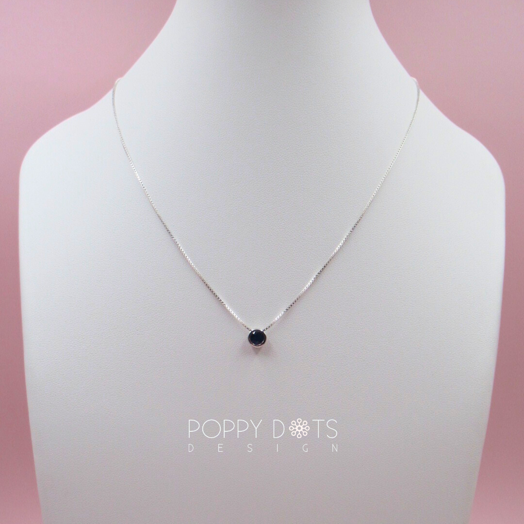Sterling Silver Round Sapphire Slider Pendant