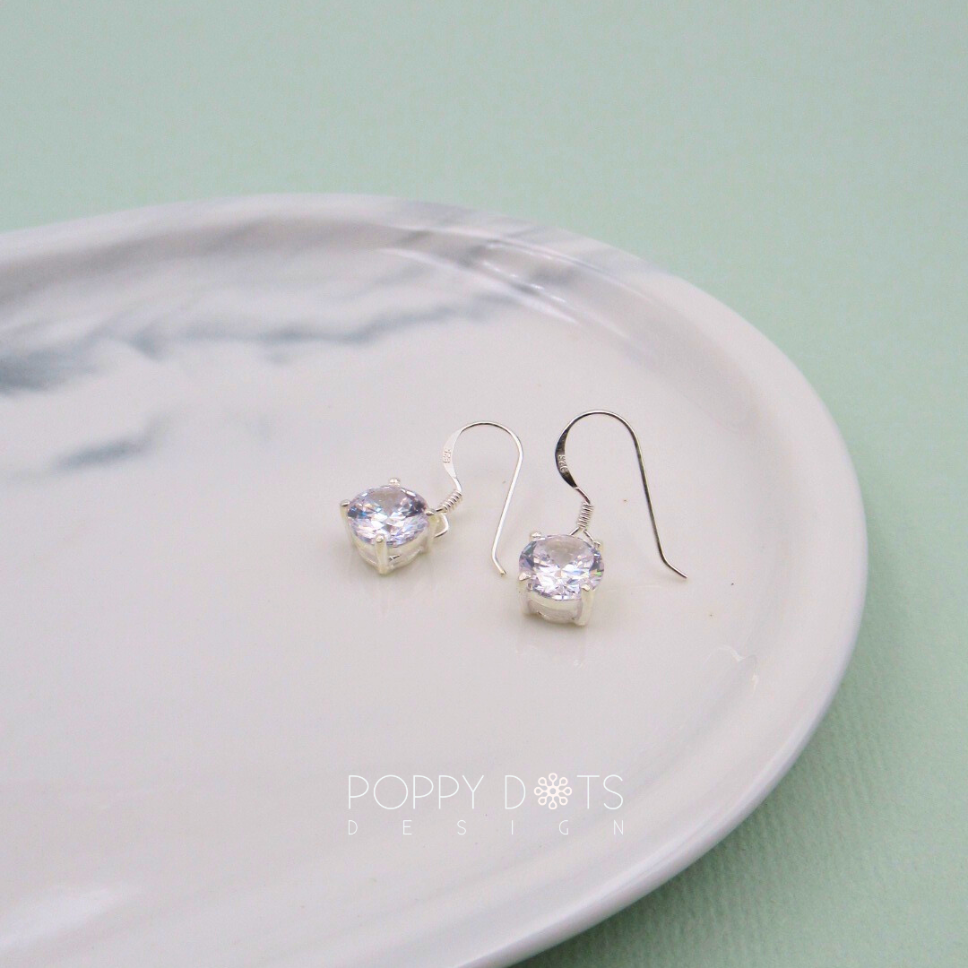 Sterling Silver Round Zirconia Earrings