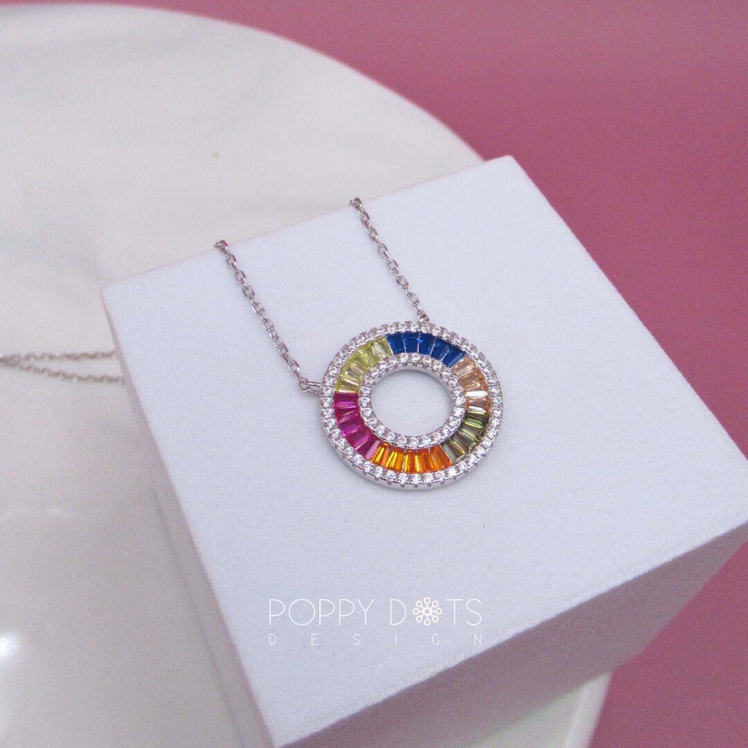 Sterling Silver Multicoloured Zirconia Joy Necklace