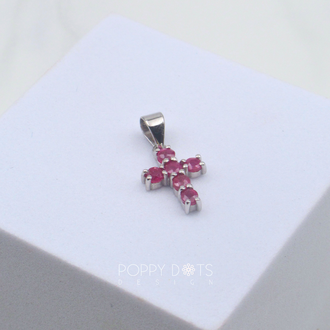 Sterling Silver Ruby Cross Pendant