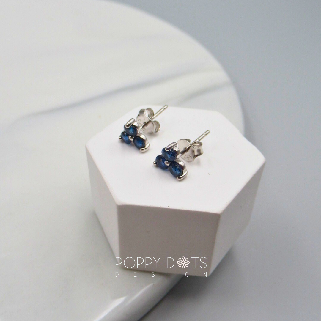 Sterling Silver Sapphire Clover Studs