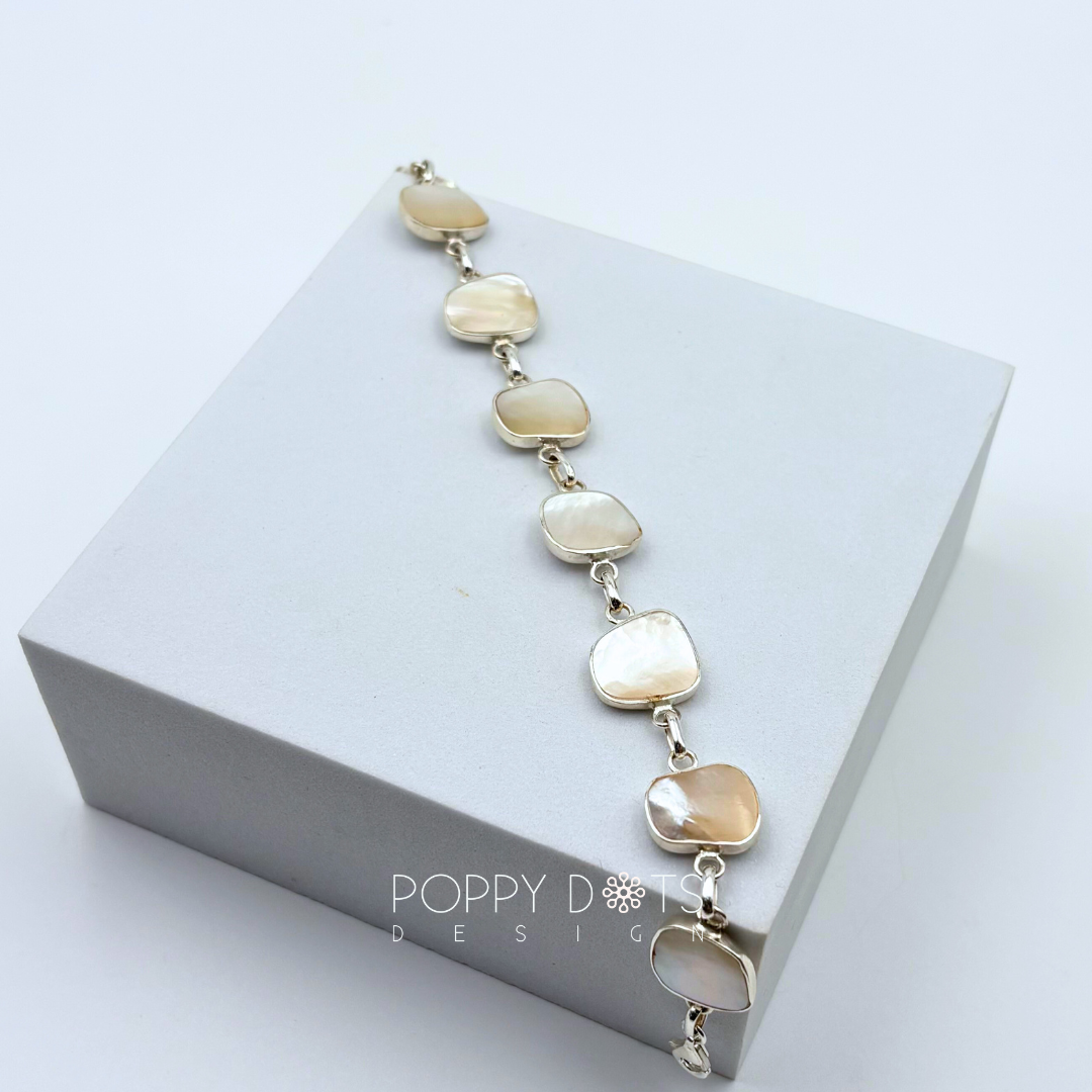 Sterling Silver Modern Mother of Pearl Bracelet