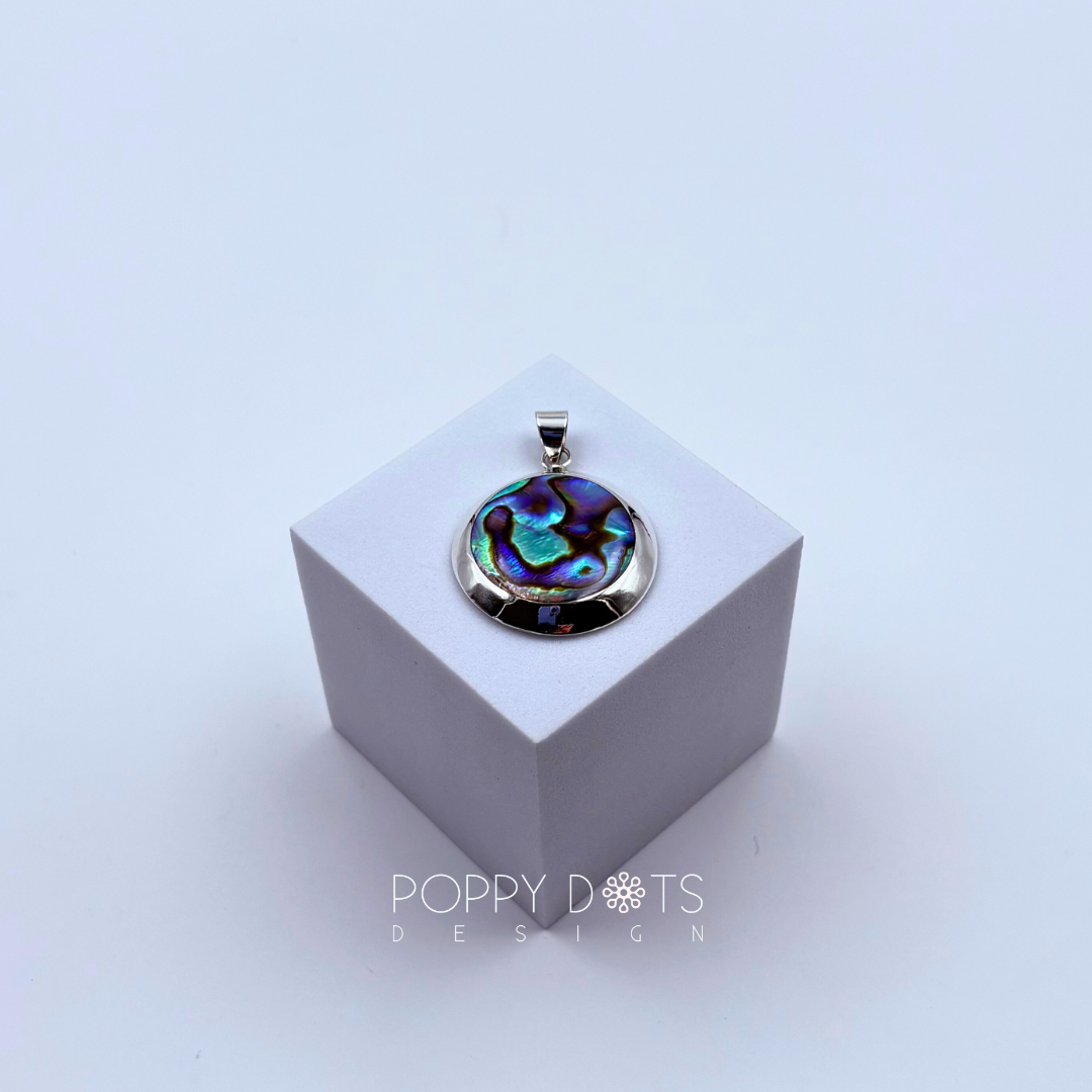 Sterling Silver Large Round Shell Pendant