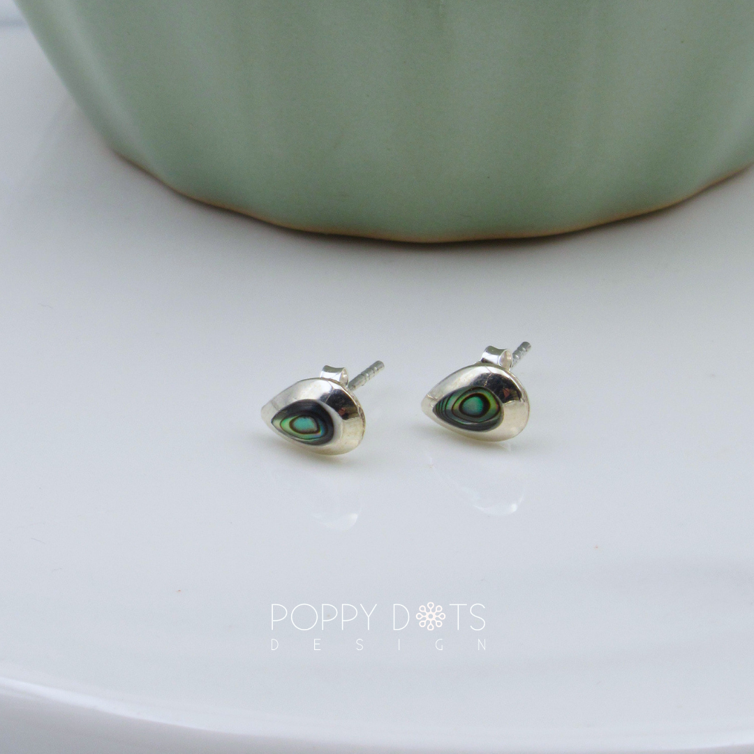 Sterling Silver Teardrop Shell Studs