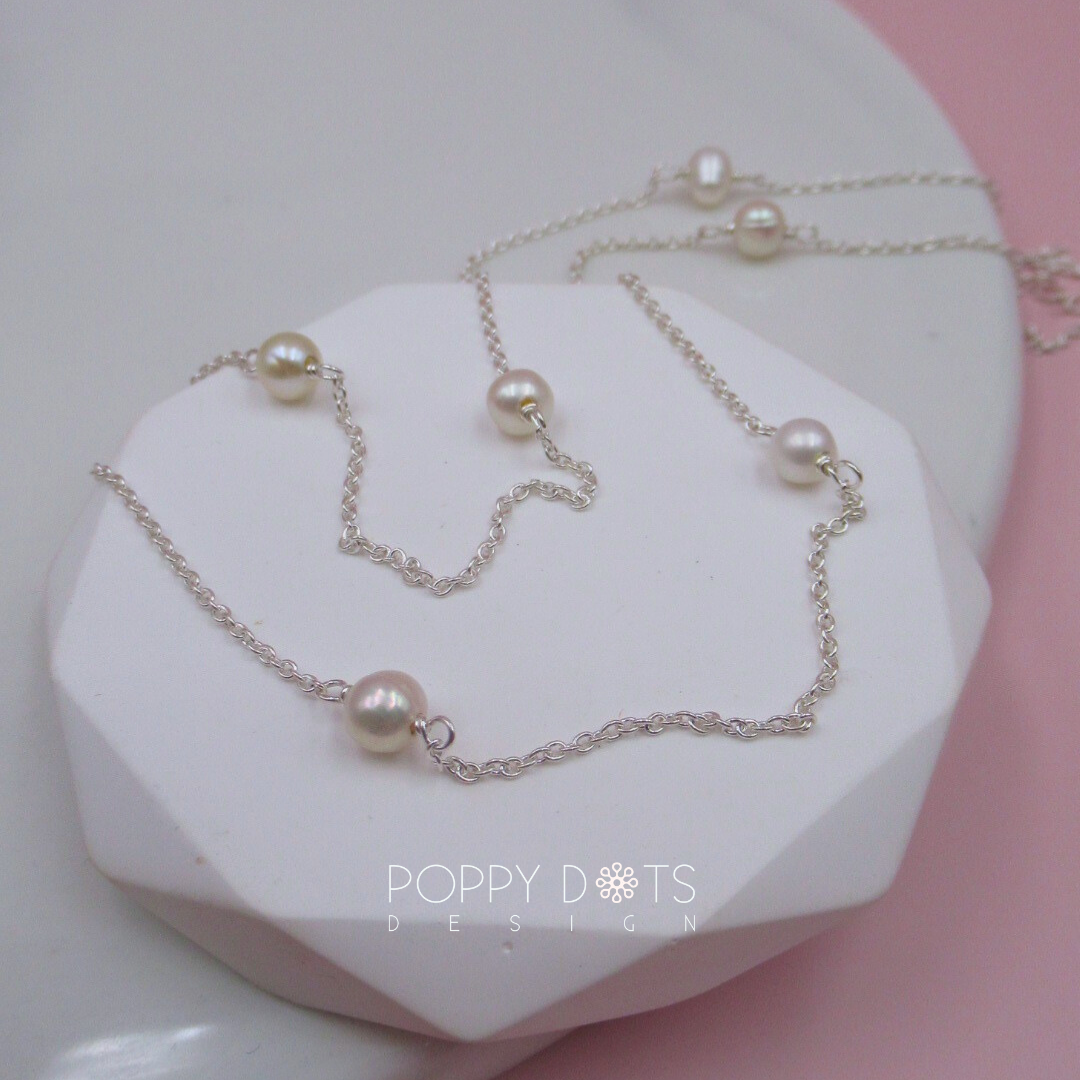 Sterling Silver Six Pearl Necklace