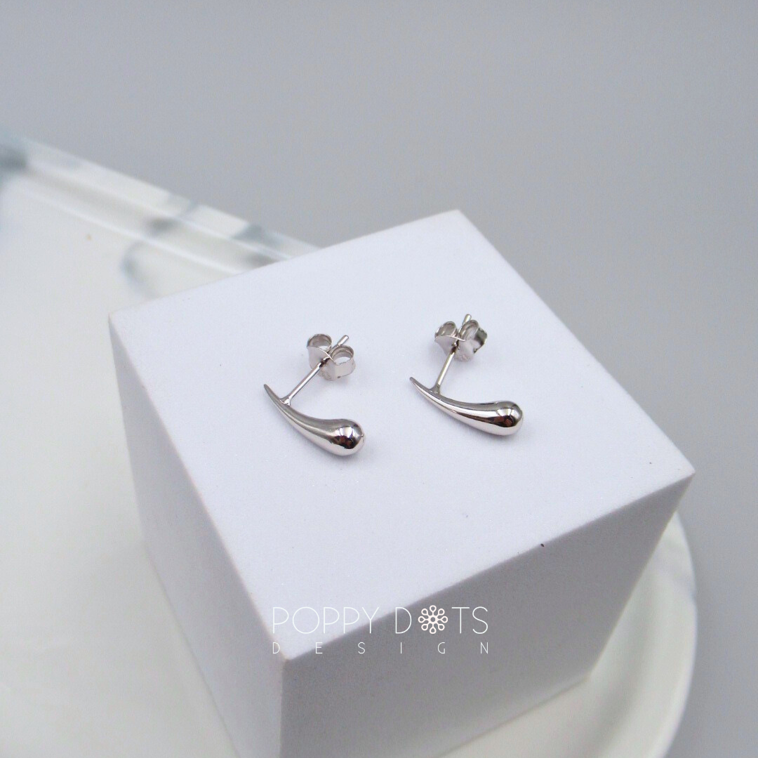 Sterling Silver Skinny Teardrop Studs