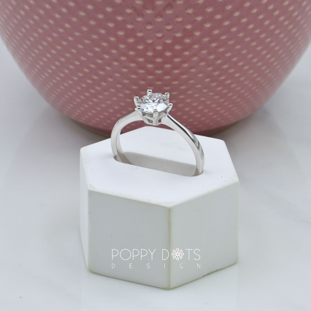 Sterling Silver 1ct Moissanite Solitaire Ring