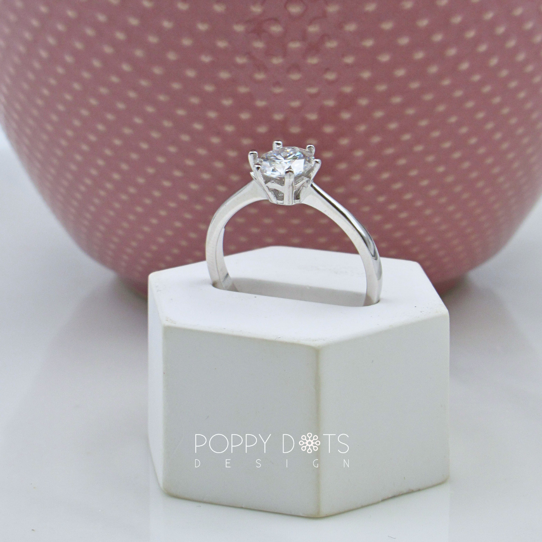 Sterling Silver 1ct Moissanite Solitaire Ring