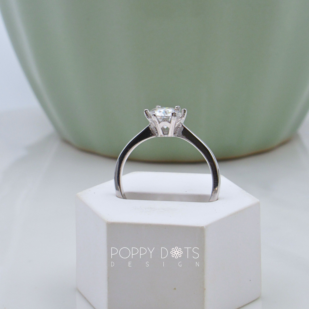 Sterling Silver 1ct Moissanite Solitaire Ring