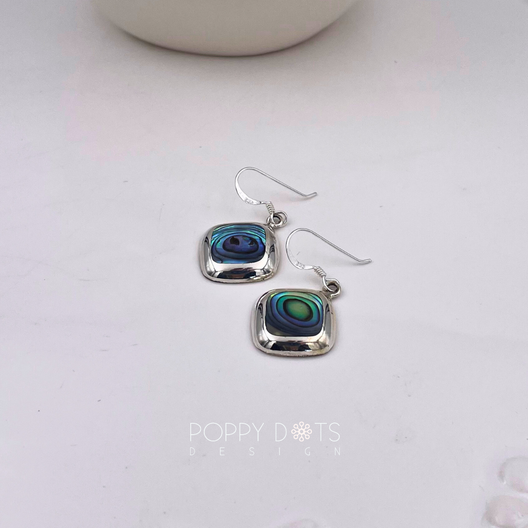 Sterling Silver Square Shell Earrings
