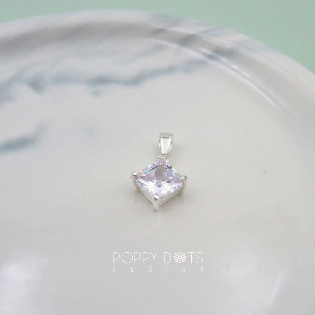 Sterling Silver & Square Zirconia Pendant