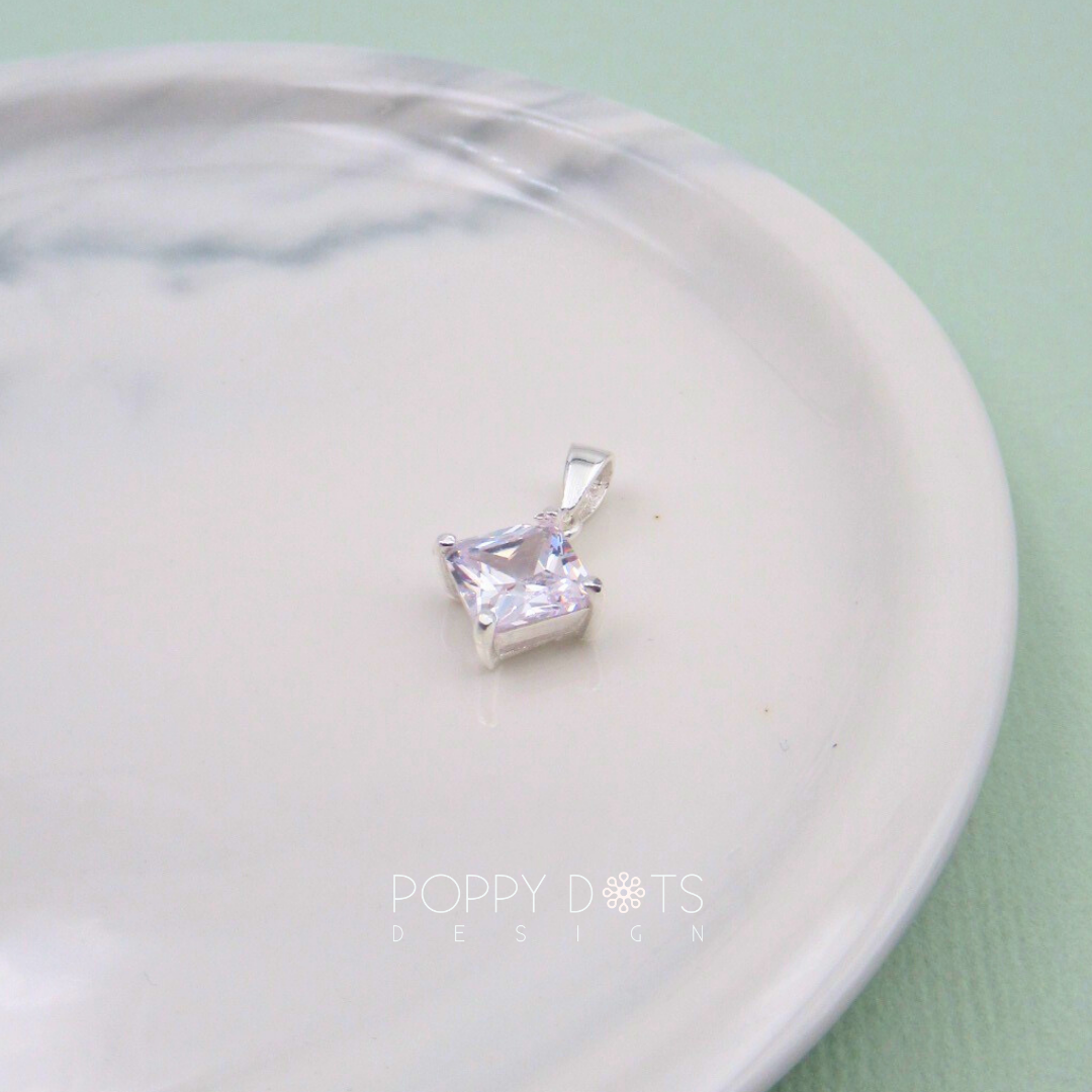 Sterling Silver & Square Zirconia Pendant