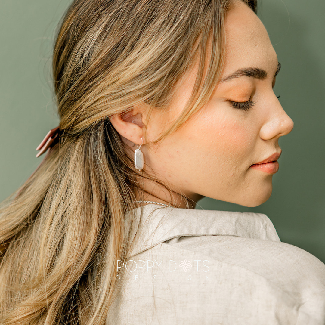 Sterling Silver Tall Drop Freshwater Pearl Earrings