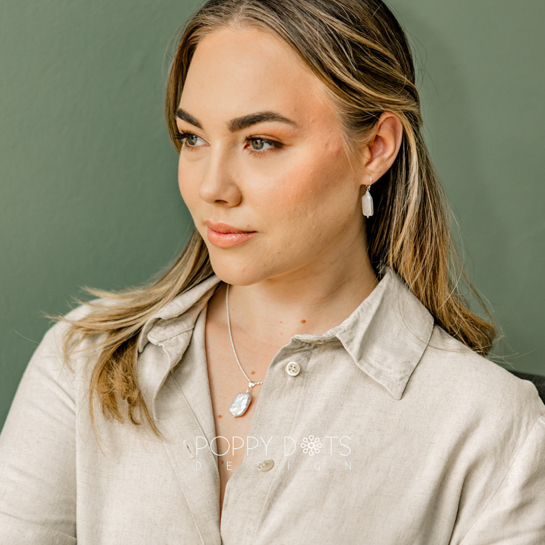 Sterling Silver Tall Drop Freshwater Pearl Earrings