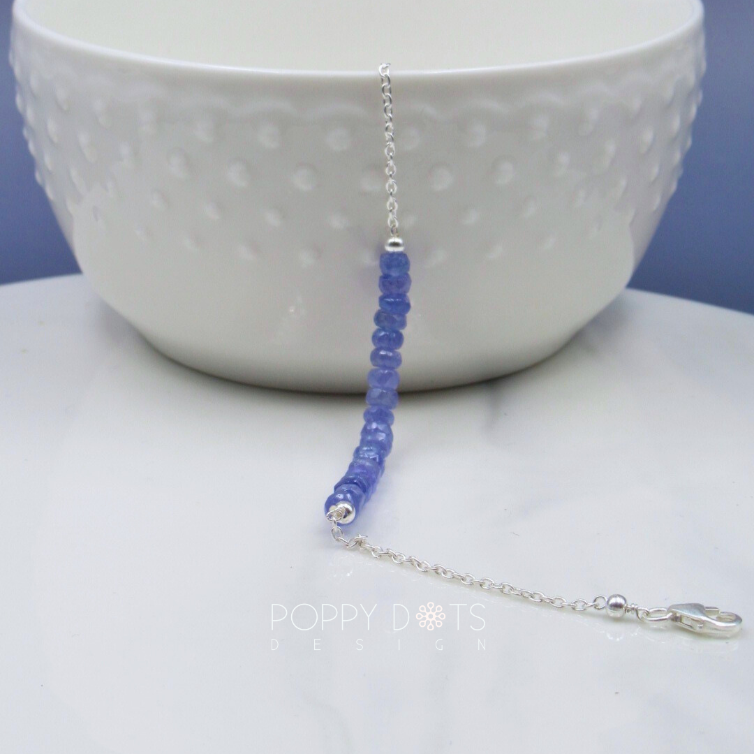 Sterling Silver Tanzanite Beaded Bracelet