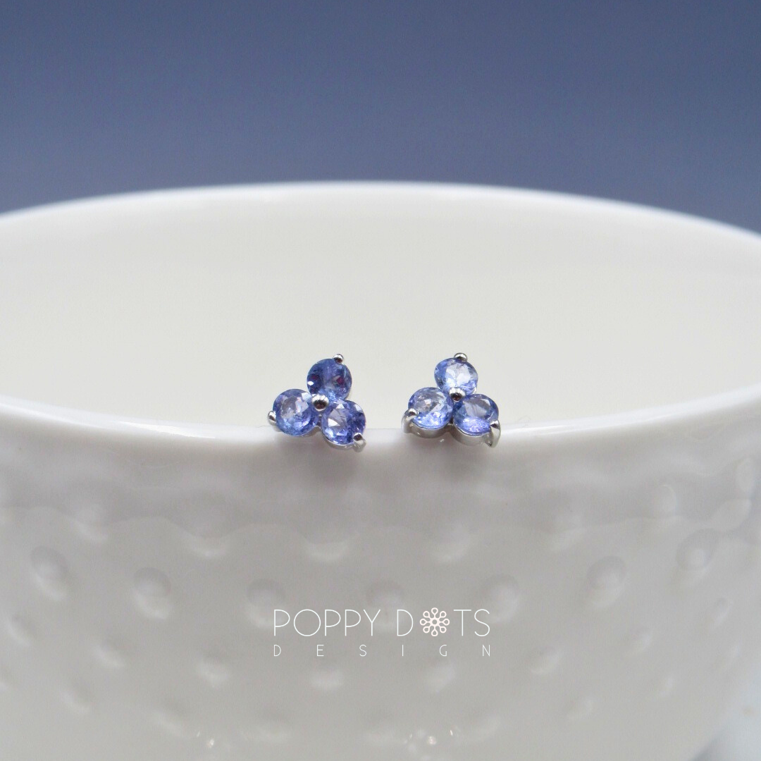 Sterling Silver Tanzanite Clover Studs