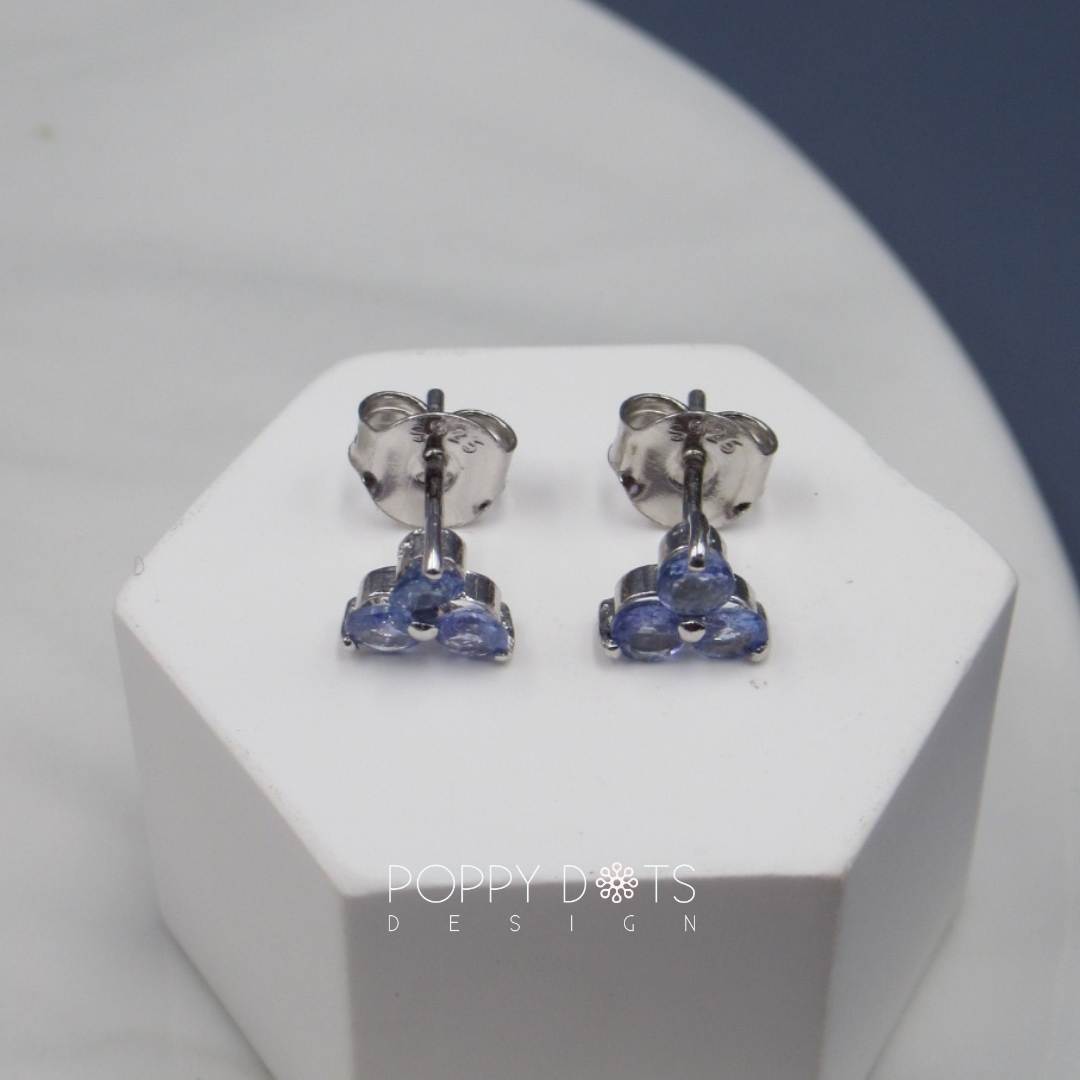 Sterling Silver Tanzanite Clover Studs