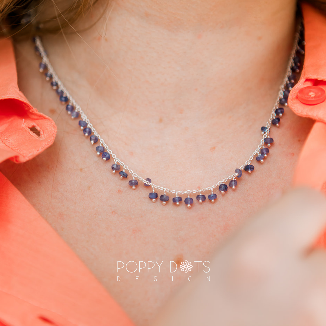 Sterling Silver Tanzanite Beaded Sweetie Necklace