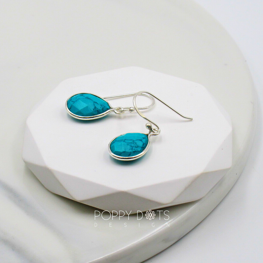 Sterling Silver Teardrop Turquoise Earrings
