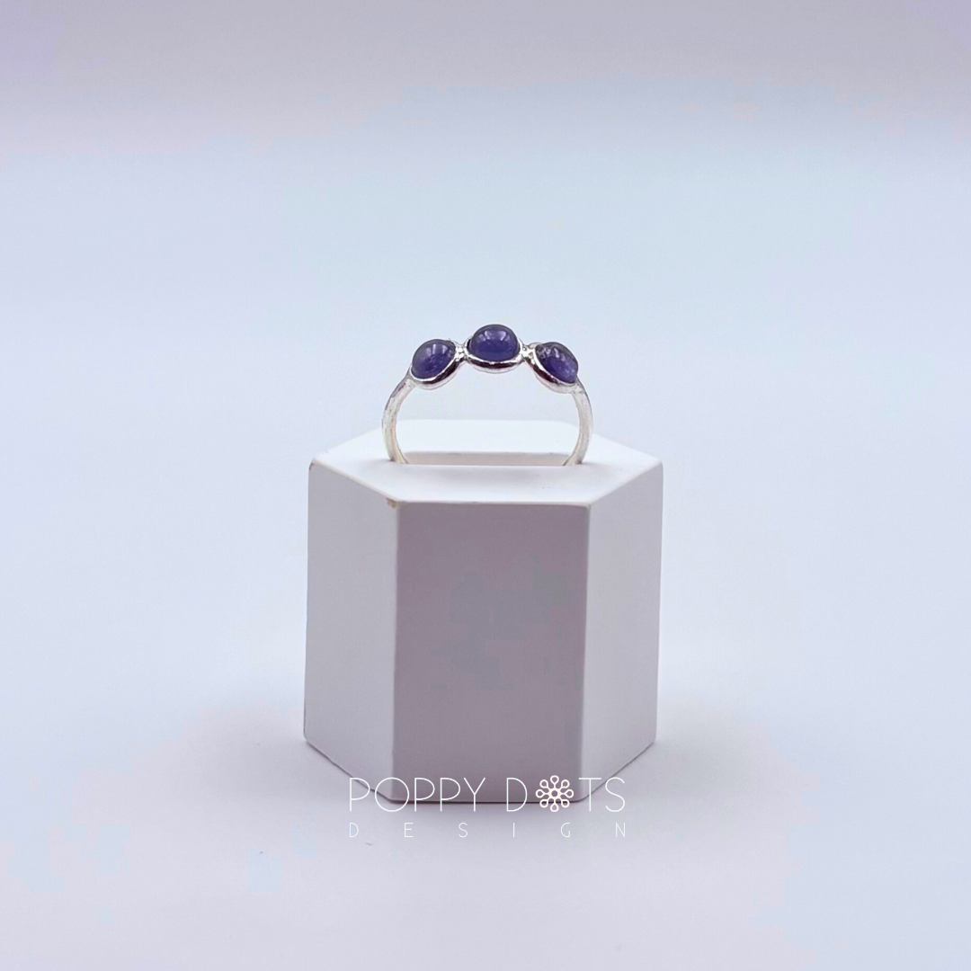 Sterling Silver Triple Tanzanite Ring