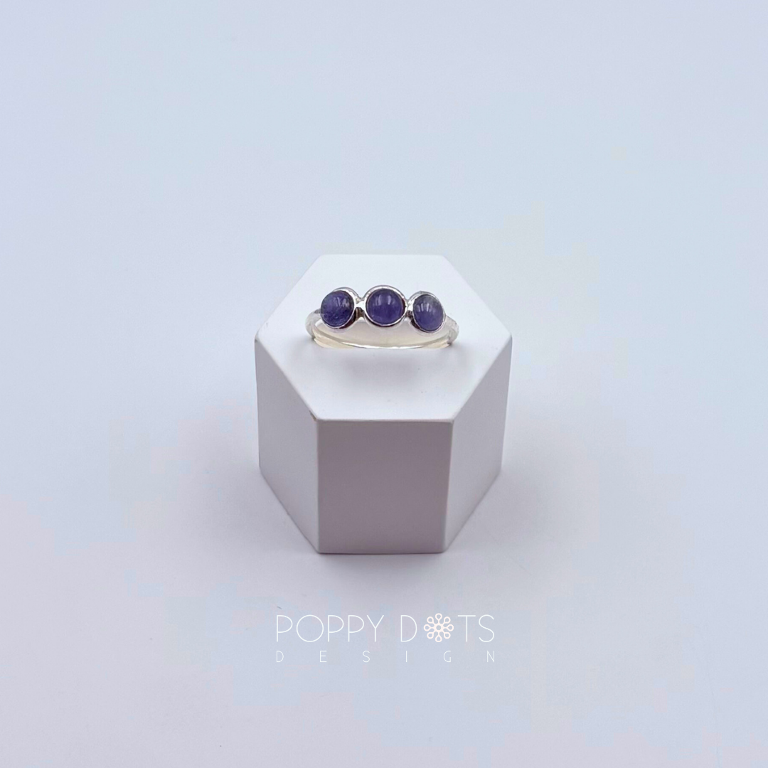 Sterling Silver Triple Tanzanite Ring