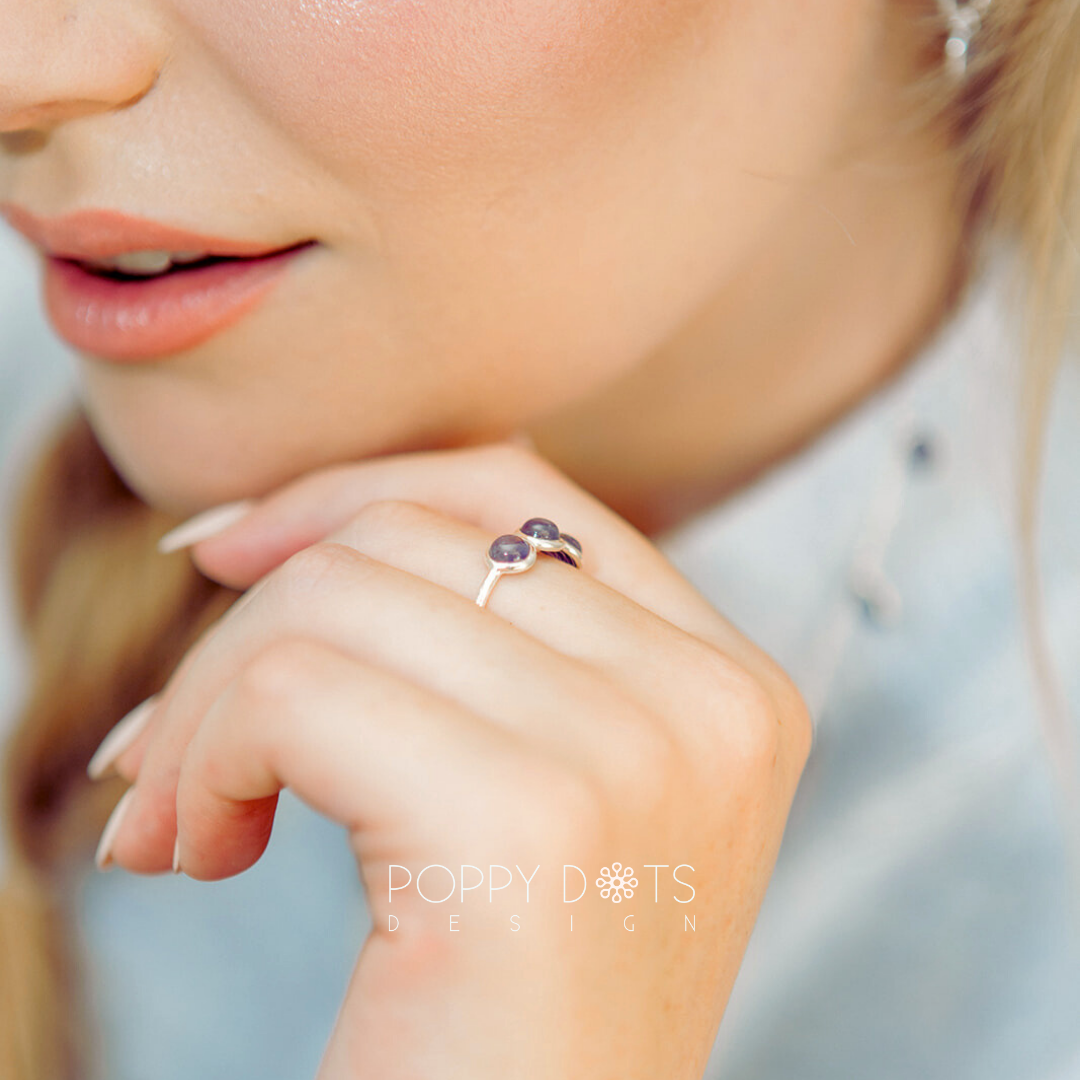 Sterling Silver Triple Tanzanite Ring