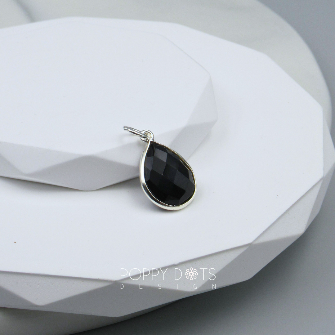 Sterling Silver Black Onyx Teardrop Pendant