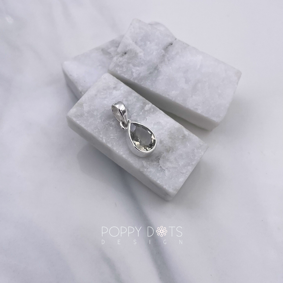 Sterling Silver Green Amethyst Teardrop Pendant