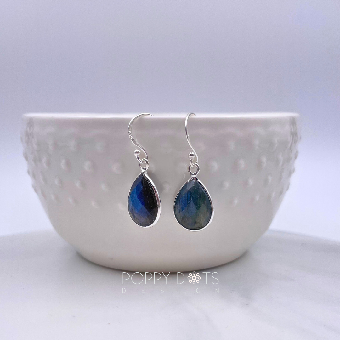 Sterling Silver Teardrop Labradorite Earrings